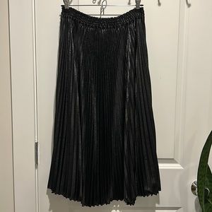 Gothic lolita vintage midi skirt black pleated